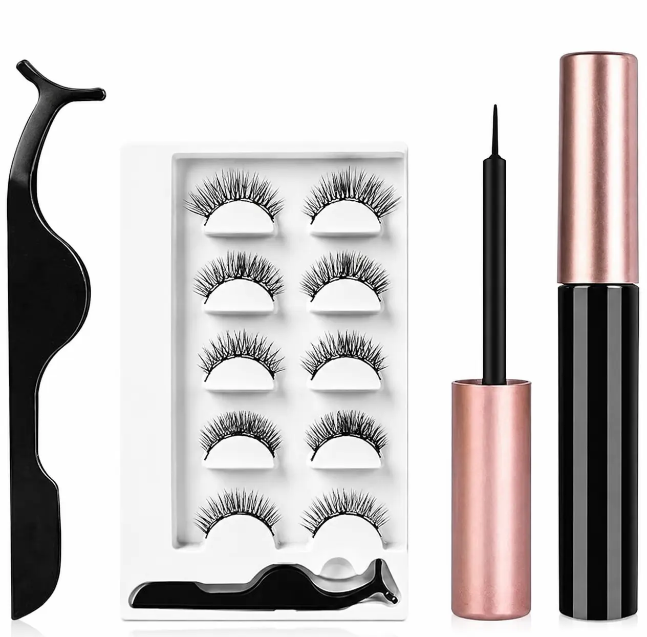 Magnetic 5 Pairs Natural Look False Eyelashes with Applicator