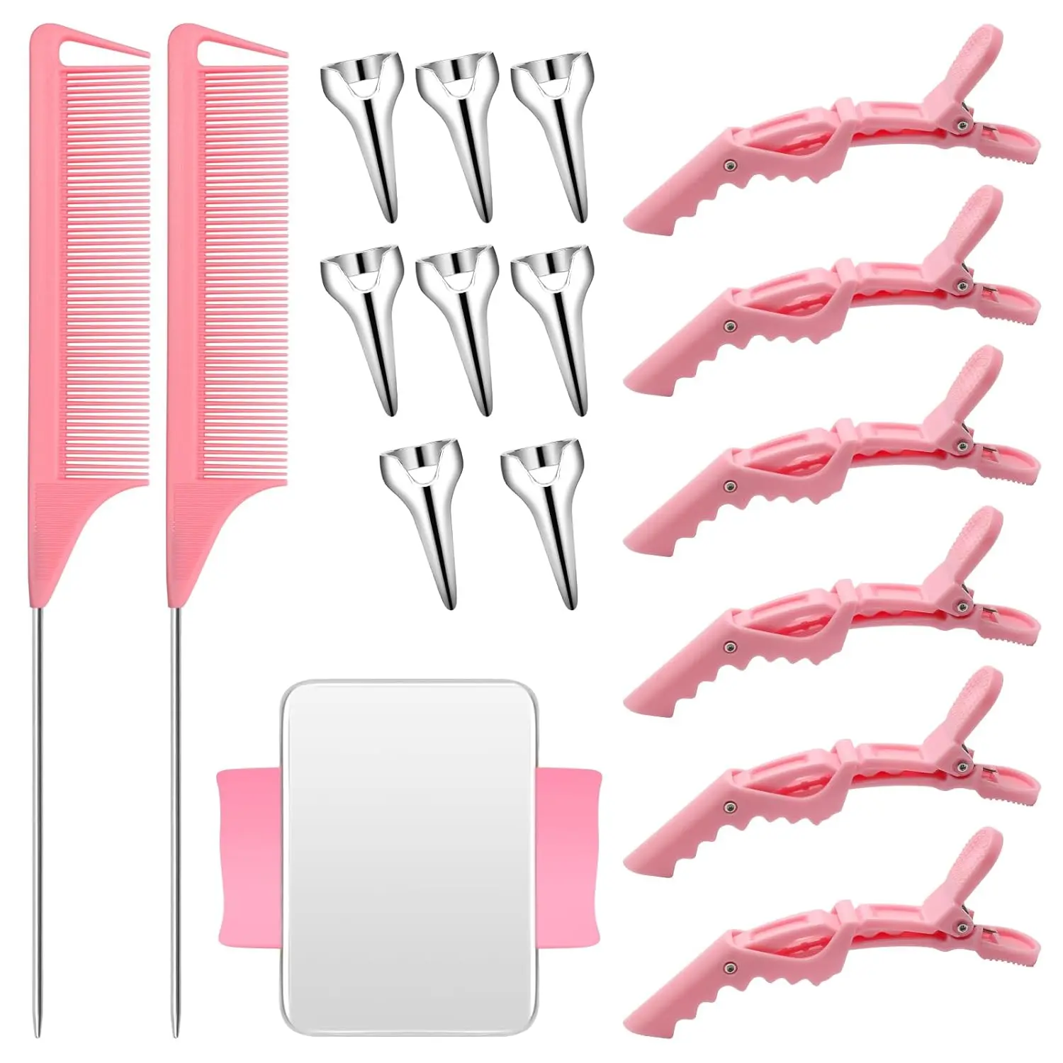 Hair Styling Tools Set 17 Pcs Professional Hair Braiding Kit with Sectioning Clips, Tail Combs, Hair Parting Rings & Wrist Pin Holder for Salon & Home Hair Styling
