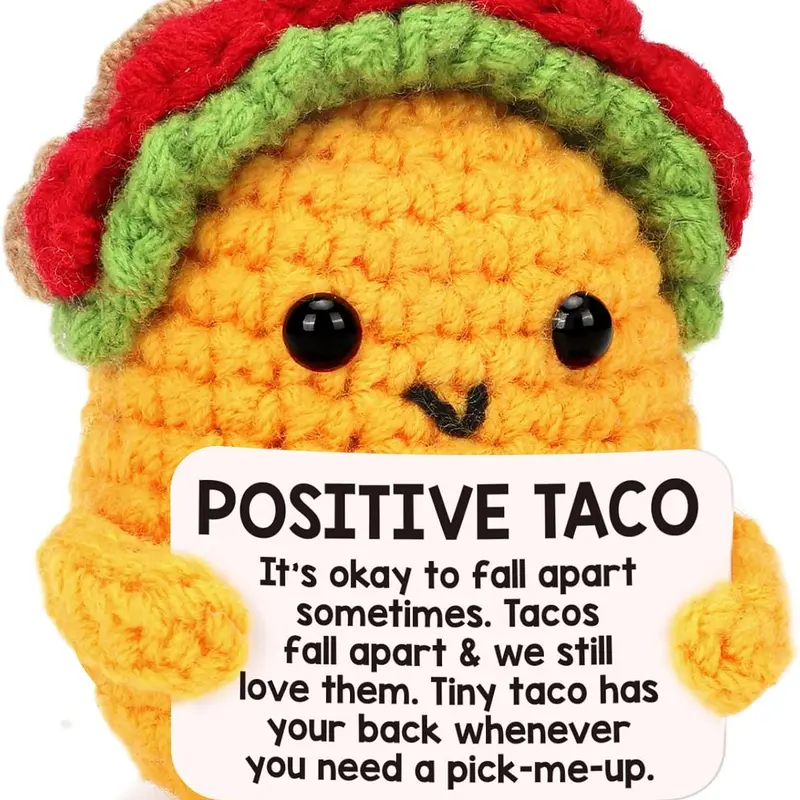 Handmade Crochet Taco Doll Stuffed Toy - Cute Quirky Relaxing Emotional Support Plushie, Quirky Relaxing Gifts for Boyfriend, Kids' Birthday Surprise, Christmas Stocking Stuffer