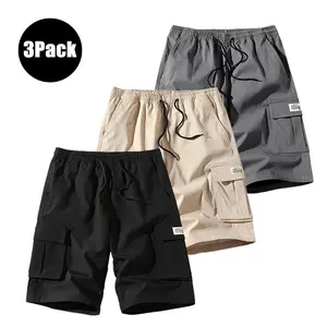 3-Pack,Men'S Cargo Shorts Bundle - Heavy-Duty Ripstop Fabric, Utility Pockets, Adjustable Waist | Workout, Hiking & Construction Ready, Summer Value Set Straight Outerwear Menswear Breathable Polyester Pants