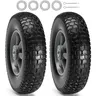 VEVOR 10" Diameter Solid High-Rebound PU Flat-Free Run-Flat Tubeless Transport Tire Wheel 2-Pack, 2.5" Wide Deep Tread Grip, 180lb Dynamic Load, 220lbs Static Load, Smooth Roll on Rough Paths, Tow & Wheelbarrow Hand Truck Replacement