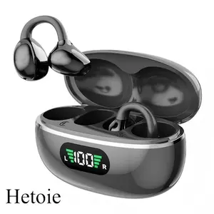 Hetoie 2026 New Open Ear Clip Headphones, Wireless Earbuds Like Earrings Fashion Style, Hi-Fi Deep Bass Stereo, Built in Mic, Type-C Fast Charging Auto Pair, Comfort & Secure Fit for Sports Office Gaming, Compatible iPhone Android PC