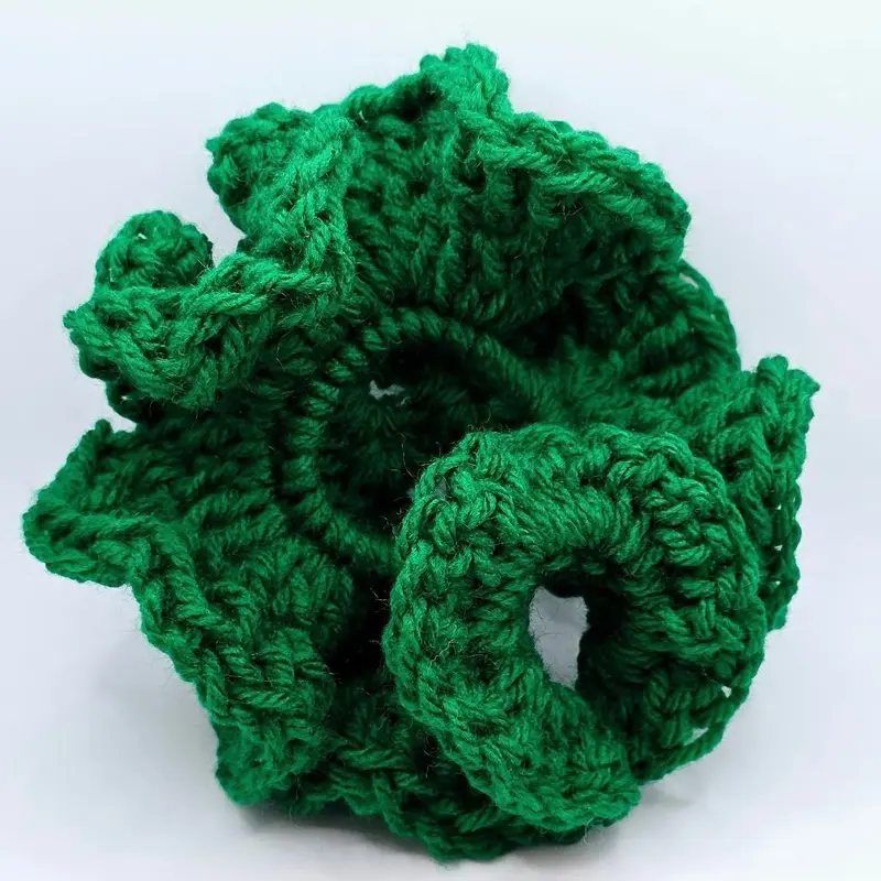 Crochet Scrunchies - Green Handmade Hair Ties for Stylish Accessory