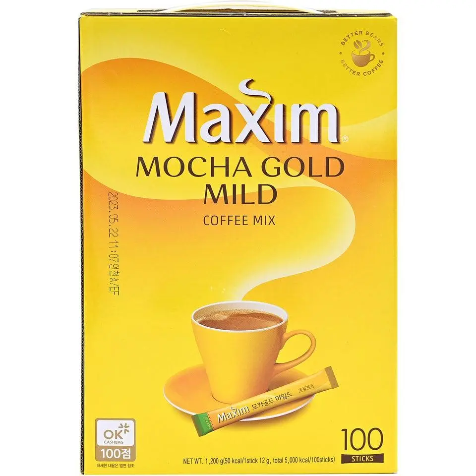Haitai DS Maxim Mocha Gold Sweet Creamy Stick-Pack Instant Coffee Mix, 100 Single-Serve Sticks, 42.33oz Caffeinated Korean Beverage with Flavor, Creamer, Sweetness, Sugar, Non-Dairy Creamer, Coffee, Creamer, Sweetness