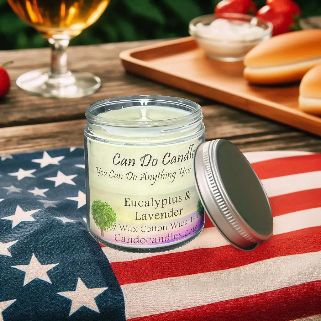 Can Do Candle Eucalyptus & Lavender Soy Wax 14 oz Scented Candle with Cotton Wick Natural Fragrance for Calming Aroma Atmosphere Phthalate Free
