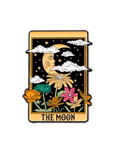 Moon Flower Brooch Pin, Casual Fashion Accessory for All Seasons, Perfect Gift for Family Friends Kids, Unisex Party Wear, Durable Metal Pins