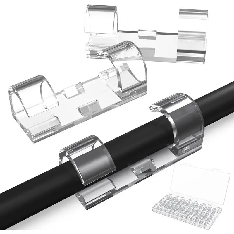 30 count Adhesive Clips:Cord Management Clips Cord Clips Wire Holders for Cords Holder Clip Management Clips for Home and Office Clips Clear