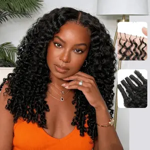 Burmese Curly Crochet Human Hair For Miracle Knots Boho Braids Burmese Curly Knotless Pre-Separated 60g / Bundle - Time-Saving 4 To 5 Bundles Recommended For A Full Head Burmese Curly Feather Crochet Human Hair Extensions With Spiral End For Women