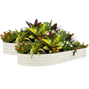 Multi-Size Galvanized Raised Garden Bed – 18-24" Tall Metal Planter Box for Vegetables, Flowers & Herbs, Rust-Resistant, Easy Assembly, Ideal for Lawn, Courtyard, Patio – Beige/Green