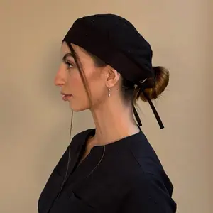 Charcoal Scrub Cap - Black Scrub Cap with Drawstring for Secure Fit and Comfortable Wear