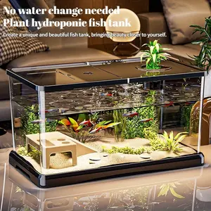 LDQ Heavy-Duty Large Aquarium Tank with Lid - Transparent Spill-Proof Design for Fish, Turtle, Aquatic Plants, Ideal for Home Office Classroom Use, Modern Decor Tank Setup, Easy Rectangular Design, Perfect for Christmas, Holiday Decorations