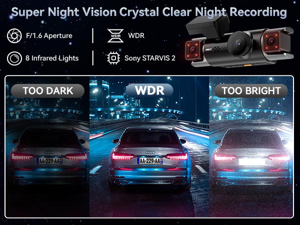 IIWEY C4-pro 4 Channel Dash Cam 360° View, STARVIS 2 Front 2.7K Rear 2K Inside 1080P x2, 8IR LEDs Night Vision 3.0, PlateTag AI for Plate Clarity, 5GHz WiFi GPS, Voice Control, 24/7 Parking Mode, For Free 128GB Card