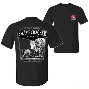 Western Ranch Tee - Swamp Cracker Cattle Co., Vintage 90s Cowboy Heritage, Farm Life Vacation Outfit, Unique Men Gifts, Casual Menswear Top Classic Cotton Fitted Green Love Oversized Graphic tee