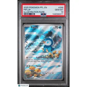 2025 Pokemon Phantasmal Flames Piplup #098 Illustration Rare PSA 10 GEM MINT