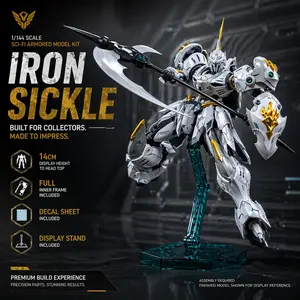 1/144 Scale Sci-Fi Mecha Model Kit, Detailed Collectible Figure with Giant Scythe, Full Internal Structure, Decal Sheet, Desktop Display, 14cm Height, Model Set