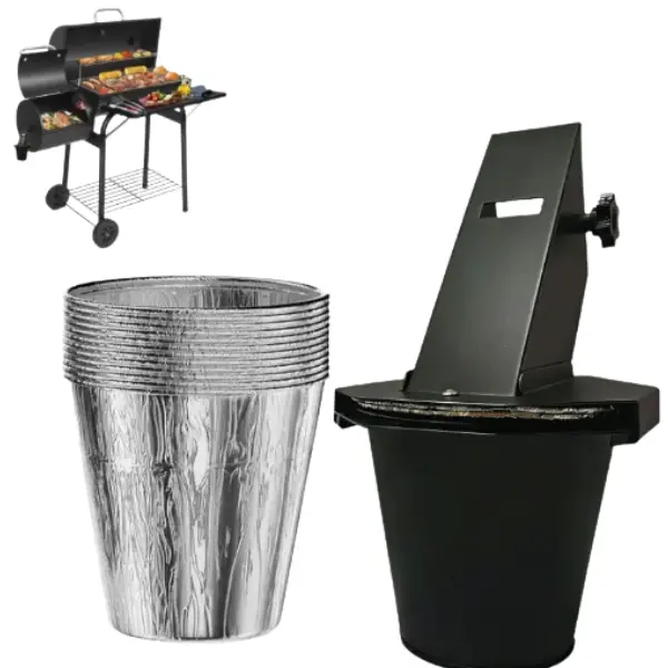 Grease Bucket with Lid, 12 Liners, Grease Catcher for Pellet Grill, Smoker Drip Bucket, Upgraded Grease Collection Bucket for BBQ Grill