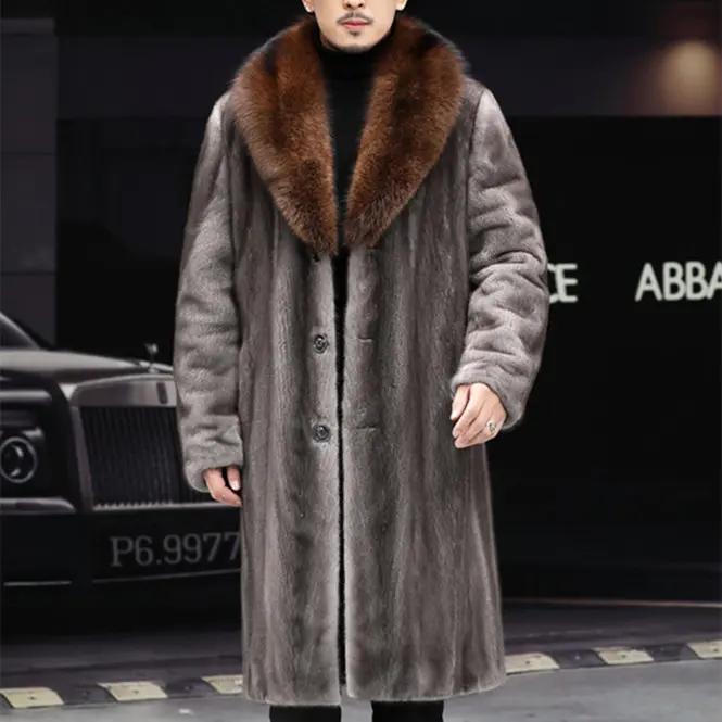 Long Premium Faux Fur Jacket for Men, Winter Apparel, Fur Coat for Men