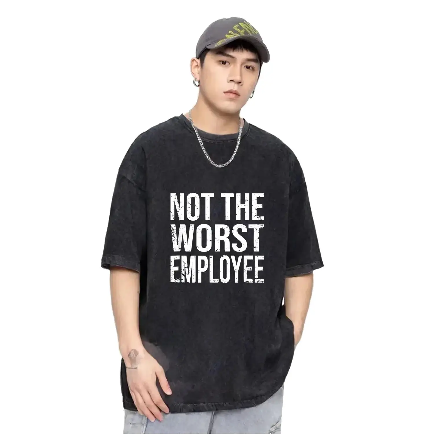 Hilarious Not The Worst Employee Graphic Tee Unisex Cotton Comfort Fit Round Neck Distressed Print Lightweight Breathable Casual Wear Sizes S To XXXL