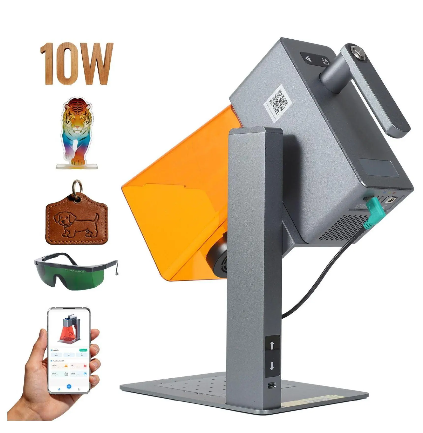 Portable Laser Engraver 12W, 5000mm/s High Speed Handheld Blue Laser Engraver Cutter, 0.01mm Precision, DIY Wood Acrylic Leather, WiFi, Beginner Friendly