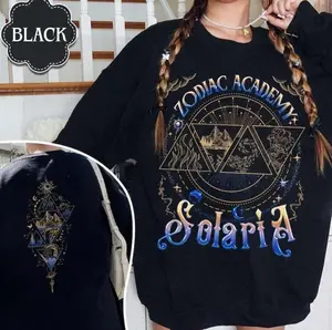 Zodiac Academy Solaria T-Shirt, Sweatshirt, Hoodie – Dark Academia Astrology Pullover With Elements Graphic, Magical Fantasy Aesthetic Cozy Fall Outfit For Fans EX