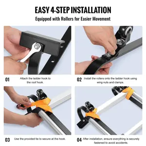 Father's Day Gift VEVOR Ladder Roof Hook Stabilizer 2 Pack with Fixed Wheel & Swivel Bar Steel