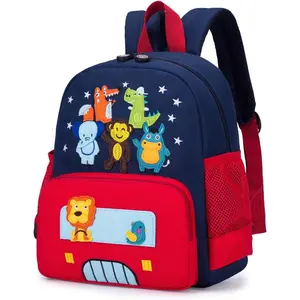 BY-39   Cute Zoo Little 3d Backpack Kids Backpack for Boys and Girls Toddler Backpack Waterproof Preschool(Deep Blue Dinosaur)