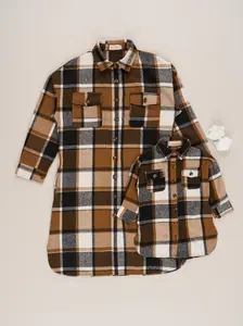 Mom & Me Long Flannel Shacket - Brown & Black Plaid