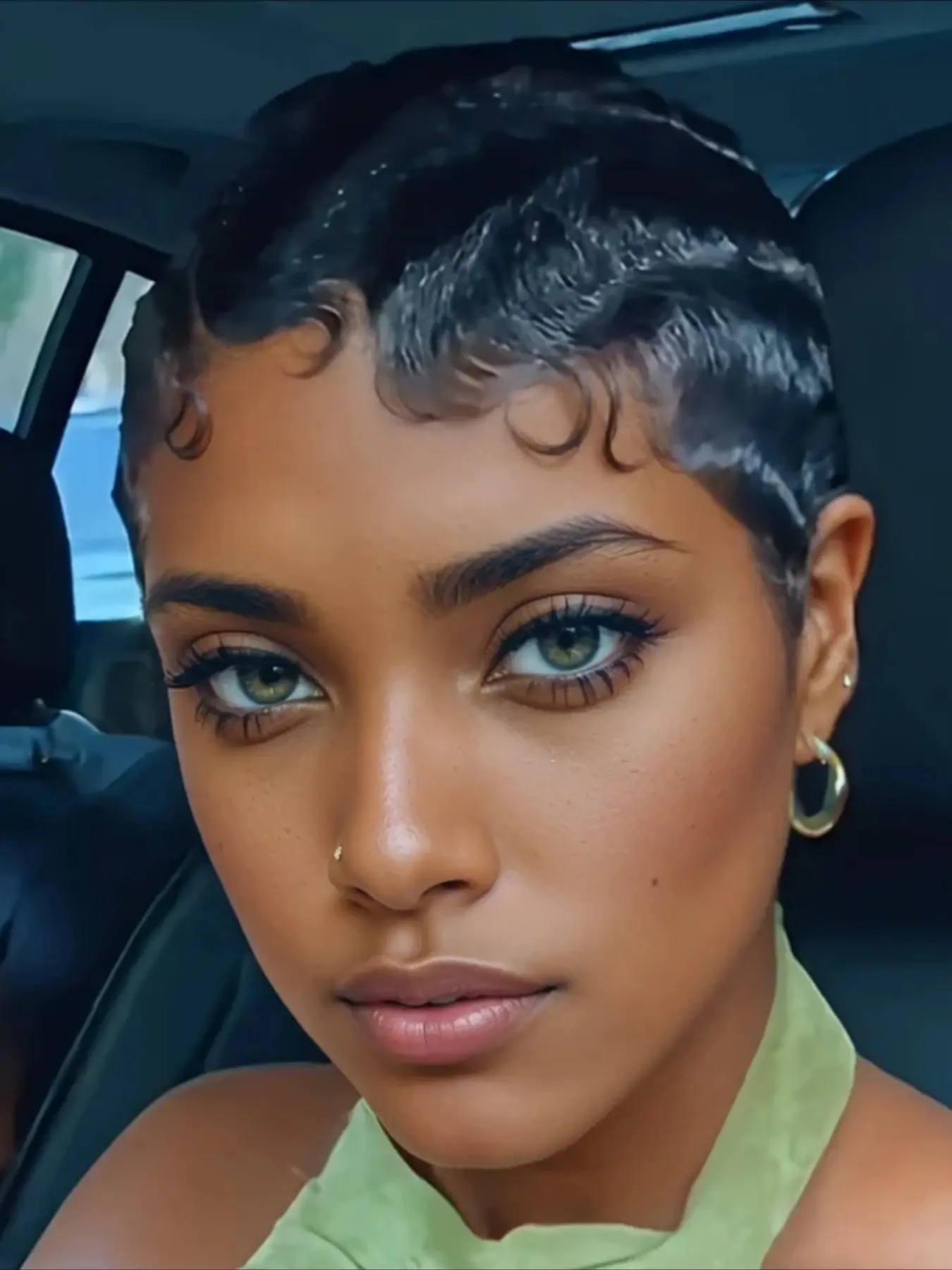 Finger Wave Pixie Cut Wig for Women Curly Wave Wig Full Machine Made Wig 150% Density 6 Inch Water Wave Human Hair Wig