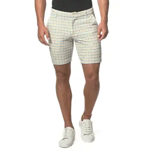 AMBER/SLATE CHECK 8" INSEAM STRETCH KNIT PRINTED CHECKS SHORT PM-2525