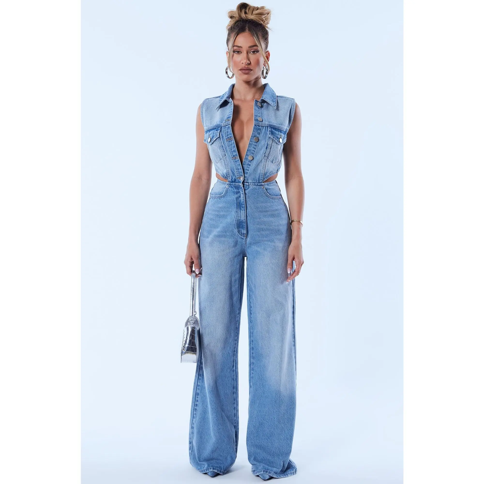 Baylin Denim Jumpsuit - Light Wash Baylin Denim Jumpsuit - Light Wash