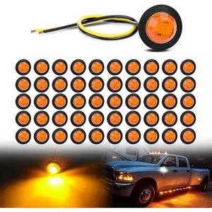 Nilight 50 PCS 3/4-Inch Round Waterproof Clearance Marker Trailer Light Kit, 12V Amber Tow Lights for Truck, RV