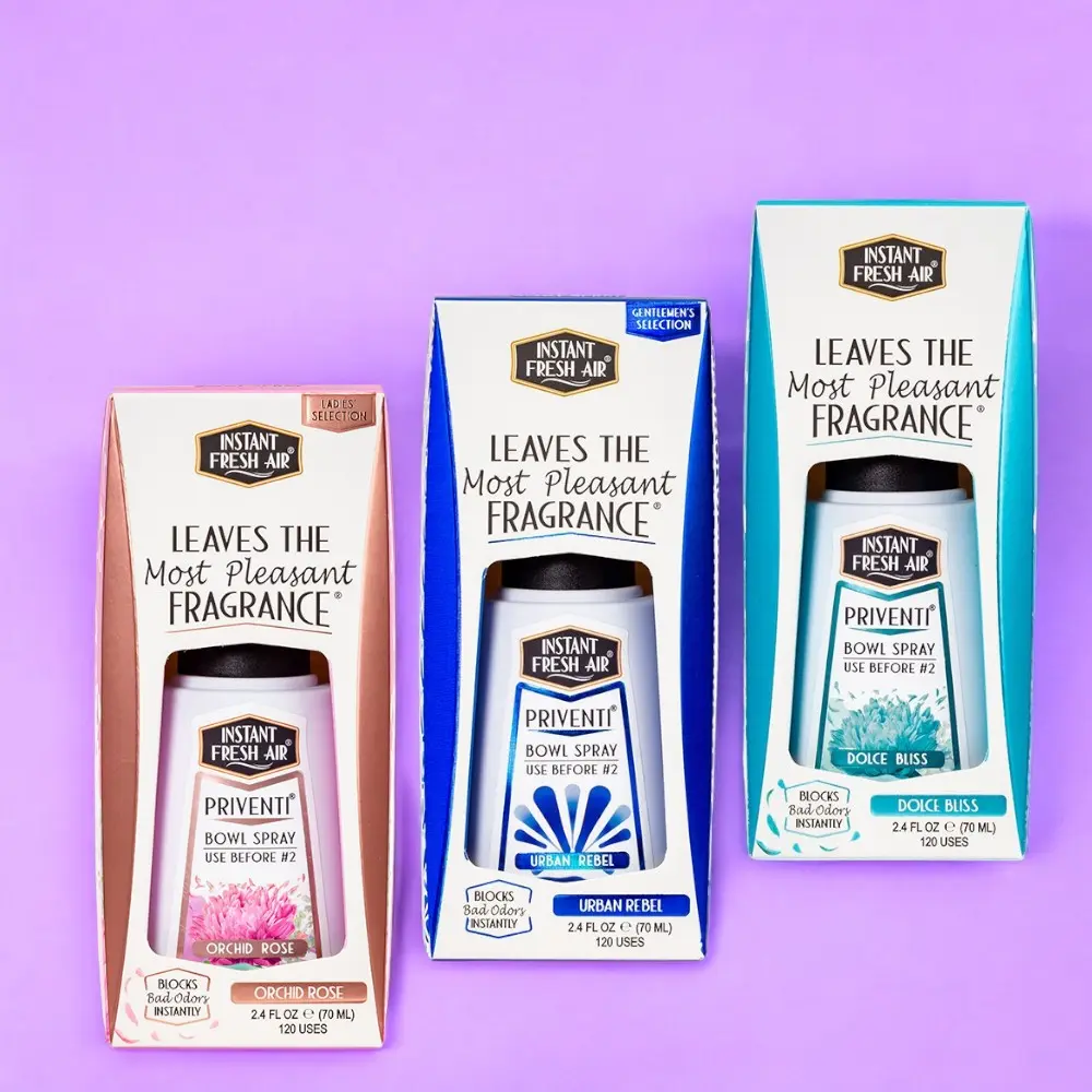 Signature PRIVENTI BUNDLE - Her / His / Everyone: Orchid Rose + Urban Rebel + Dolce Bliss, 2.4 Oz (70 Ml) Pack of 3, Instant Odor Elimination, Eco-Friendly, No Alcohol, No Propellants, No CFCs Pack of 3 - from INSTANT FRESH AIR.