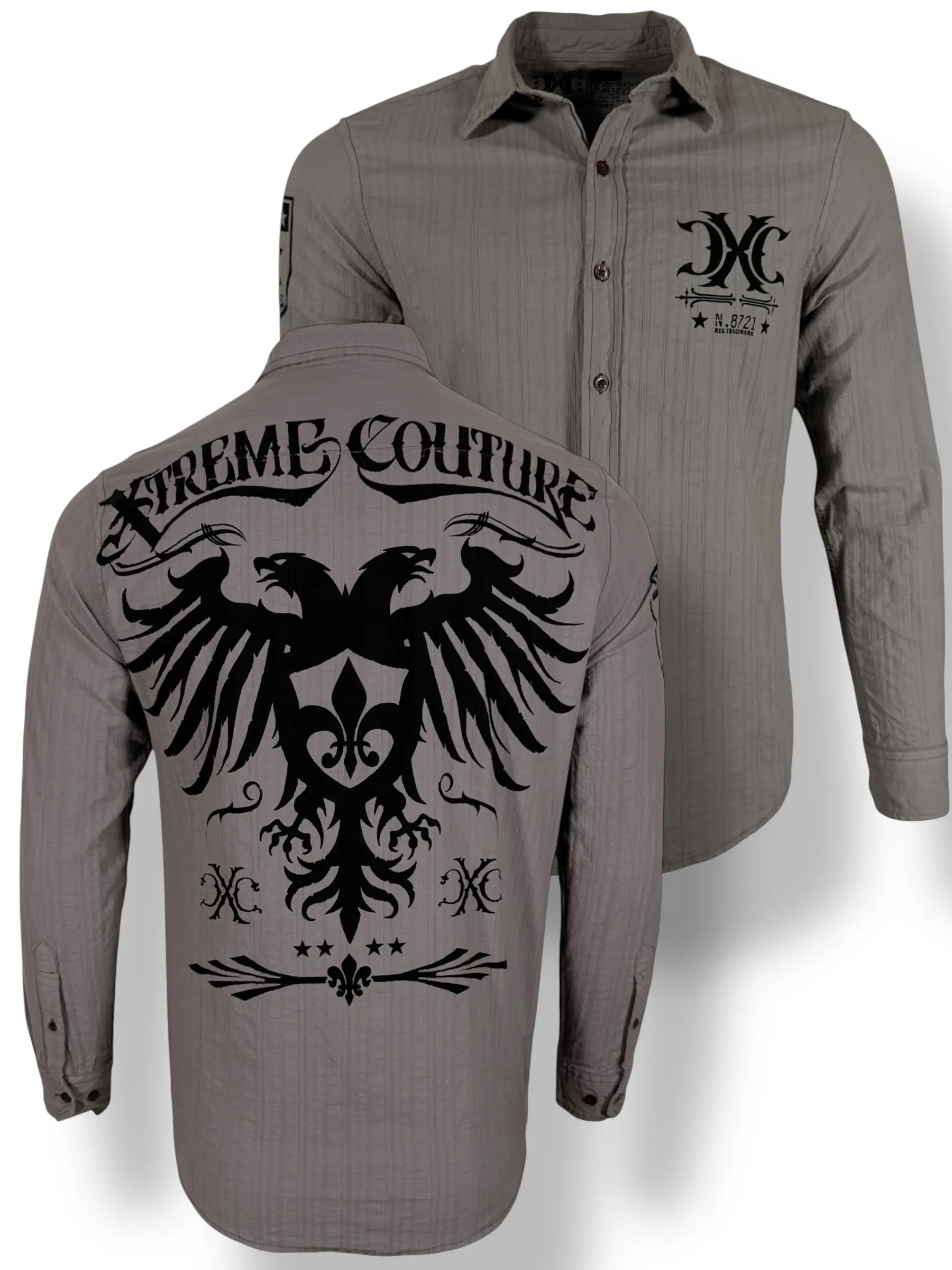 Xtreme Couture By Affliction Men's Graphic Cotton Long-Sleeve Casual Button-Down Top - Menswear Rain Shirt, Longsleeves