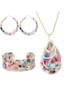 Acrylic for Women Statement Boho Resin Earrings Necklace Bracelet Fashionable Jewelry Set