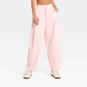 Women's Active Comfort French Terry High-Rise Barrel Leg Sweatpants - All In Motion Light Pink L