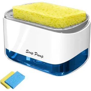 Soap Dispenser - Dish Soap Dispenser for Kitchen with Sponge Holder, Instant Refill Soap Holder, Pump Dispenser