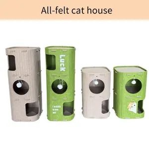Multi Layer Pet Cat Tree House All Season Wool Felt Tunnel