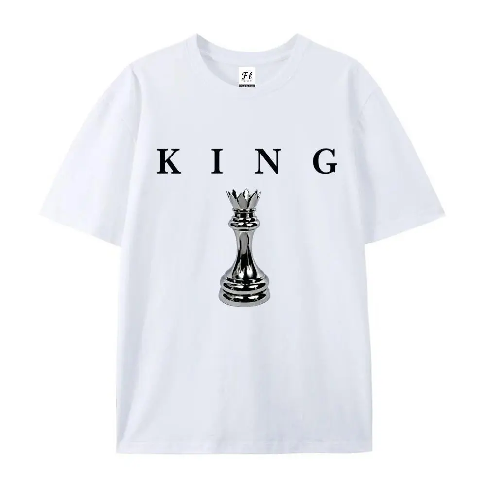 Minimal King Chess Piece Metallic Simple Basic Graphic T-Shirt, Unisex Minimalist Chess Lover Casual Tee,  Craft SummerVibes Top, Relaxed Soft Breathable unisex summer clothing