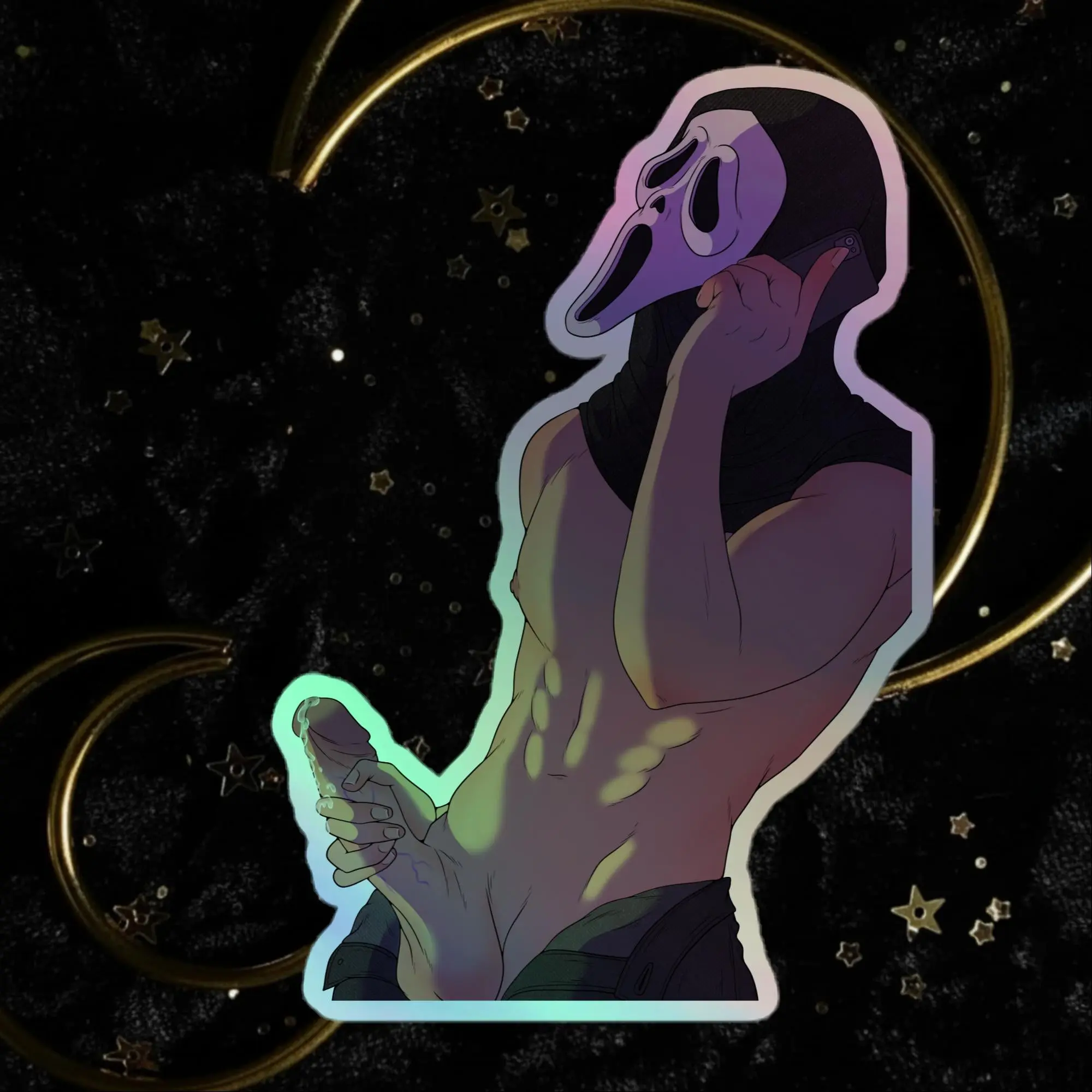 Ghostface Cock Holographic stickers