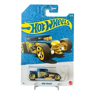 Hot Wheels Bone Shaker 58th Anniversary Blue and Gold 1:64 Diecast Car Collectible Model