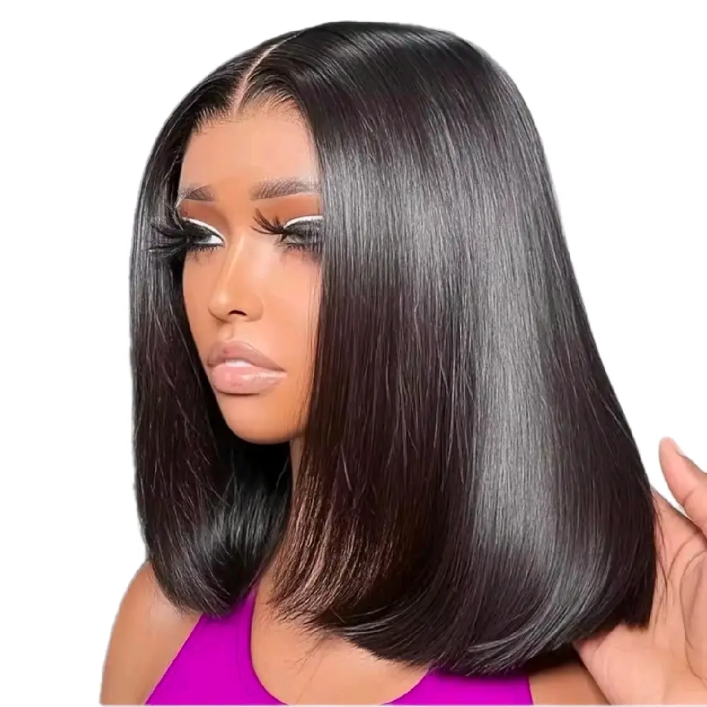 Brazilian human hair bob wigs glueless HD lace front wig