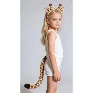 Giraffe Cosplay Accessory Set Plush Ears Headband and Tail for Kids Adults Party Performance Toys Summer Animal Props