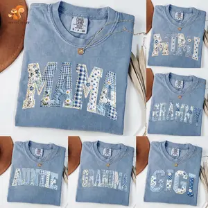 [PRINTED SHIRT] Comfort Colors Custom Mama Floral T-Shirt – Grandma Core Tee, Gigi Shirt, Varsity Mom Tee, Quilt Patchwork Mom Top, Mother’s Day Gift, Stylish Mom Outfit