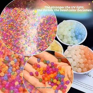 4mm 500pcs UV Reactive Acrylic Beads, Rainbow Color Changing Beads for DIY Jewelry, Craft Supplies, Handmade Accessories, Decorative Beads
