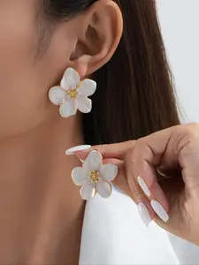 Elegant Flower Design Earrings, Fashionable Jewelry for Women, Daily Clothing Decor, Trendy All-match & Exquisite Jewelry for Birthday Gift