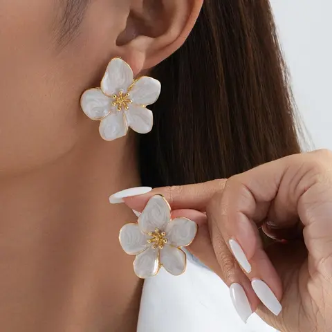 Elegant Flower Design Earrings, Fashionable Jewelry for Women, Daily Clothing Decor, Trendy All-match & Exquisite Jewelry for Birthday Gift
