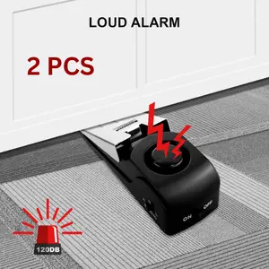 Door Stop Alarm 2 Pack, 120 dB Door Stopper Wedge Door Stops Alarm Great for Traveling Hotel Home Security Door Stoppers Safety Tools