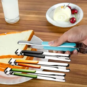 4Pcs Stainless Steel Kitchen Tongs, Serving Tong for Cooking, 10inch Metal Food with Non-Slip Comfort Grip, Non-Stick Cooking High Heat Resistant BBQ Grill Barbecue buffet Tongs