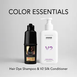 [LIVE EXCLUSIVE] UCHOIZE Color Essentials Duo – 100ml Hair Dye Shampoo with Botanical Gray Coverage + V2 Silk Conditioner 280ml, Citrus & Green Tea Hydrating Formula for Soft, Smooth, Shiny & Healthy-Looking Hair