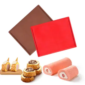 2PCS Large Food Grade Silicone Swiss Roll Cake Mats, Flexible Non-Stick Baking Pans, Reusable Jelly Rolls & Cookie Sheets, Oven Microwave Safe